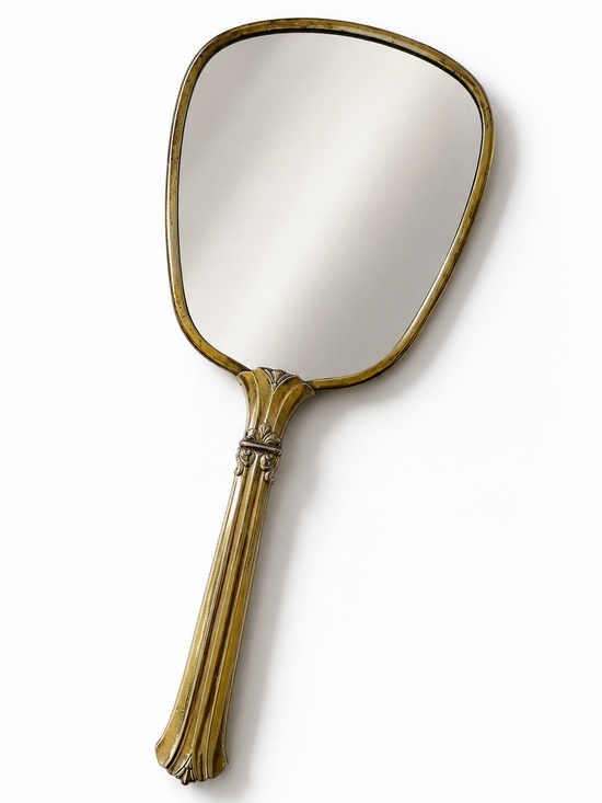 Other - Vintage Gold Tone Floral Hand Mirror Vanity Mirror